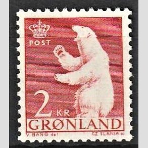 FRIMRKER GRNLAND | 1963 - AFA 59 - Polarbjrn - 2 kr. rd - Postfrisk