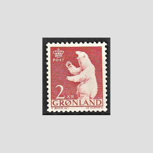 FRIMRKER GRNLAND | 1963 - AFA 59 - Polarbjrn - 2 kr. rd - Postfrisk