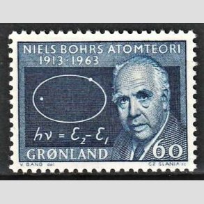 FRIMRKER GRNLAND | 1963 - AFA 63 - Niels Bohr - 60 re mrkbl - Postfrisk