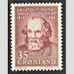 FRIMRKER GRNLAND | 1964 - AFA 64 - Samuel Petrus Kleinschmit - 35 re orangebrun - Postfrisk