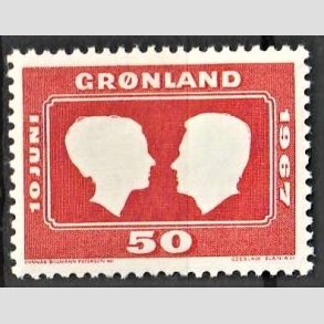 FRIMRKER GRNLAND | 1966 - AFA 67 - Bryllup, Magrethe og Henri - 50 re rd - Postfrisk