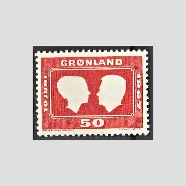 FRIMRKER GRNLAND | 1966 - AFA 67 - Bryllup, Magrethe og Henri - 50 re rd - Postfrisk