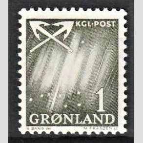 FRIMRKER GRNLAND | 1963 - AFA 47 - Nordlys - 1 re grnsort - Postfrisk