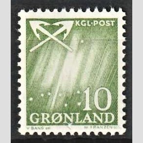 FRIMRKER GRNLAND | 1963 - AFA 49 - Nordlys - 10 re grn - Postfrisk