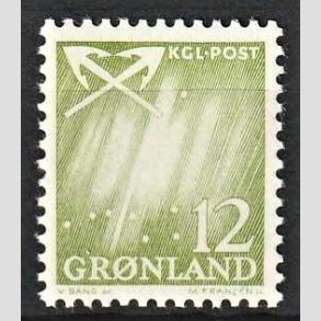 FRIMRKER GRNLAND | 1963 - AFA 50 - Nordlys - 12 re gulgrn - Postfrisk