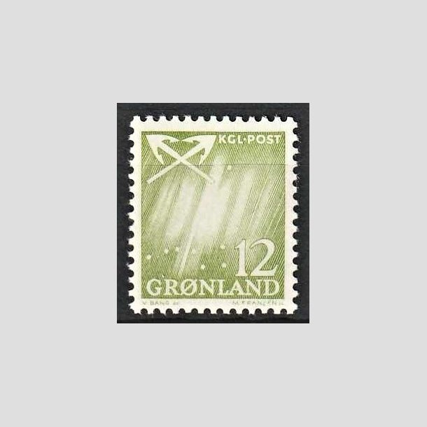 FRIMRKER GRNLAND | 1963 - AFA 50 - Nordlys - 12 re gulgrn - Postfrisk