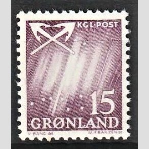 FRIMRKER GRNLAND | 1963 - AFA 51 - Nordlys - 15 re violet - Postfrisk