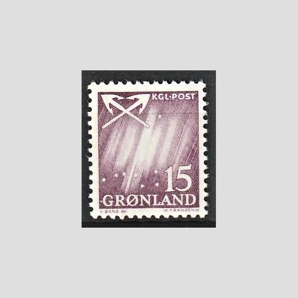 FRIMRKER GRNLAND | 1963 - AFA 51 - Nordlys - 15 re violet - Postfrisk