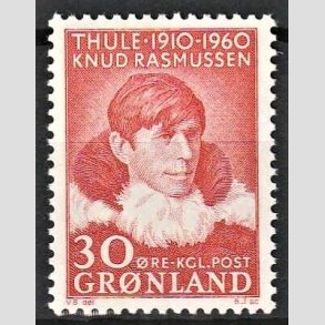 FRIMRKER GRNLAND | 1960 - AFA 45 - Knud Rasmussen - 30 re rd - Postfrisk