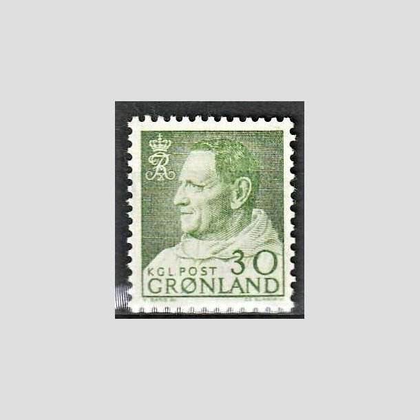 FRIMRKER GRNLAND | 1968 - AFA 71 - Kong Frederik IX - 30 re grn - Postfrisk