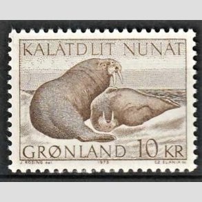 FRIM�RKER GR�NLAND | 1973 - AFA 83 - Hvalrosser - 10 kr. brun - Postfrisk