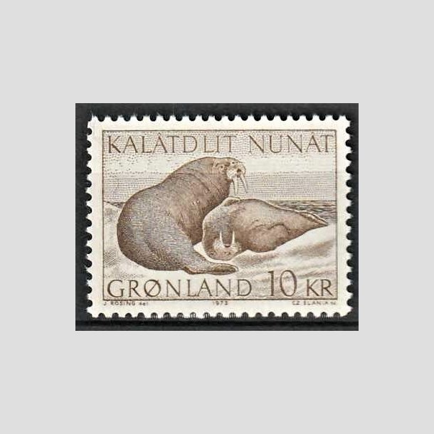 FRIMRKER GRNLAND | 1973 - AFA 83 - Hvalrosser - 10 kr. brun - Postfrisk