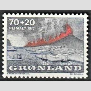 FRIM�RKER GR�NLAND | 1973 - AFA 86 - Heimaey, Vulkanudbrud - 70 + 20 �re bl�/gr�/r�d - Postfrisk