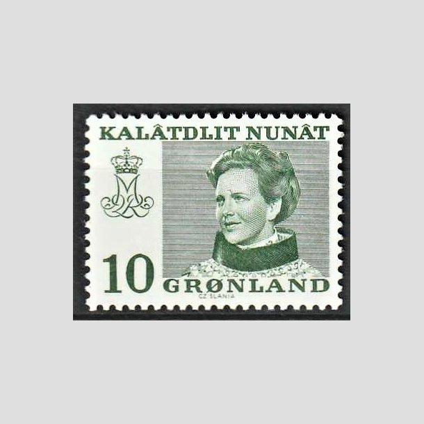 FRIMRKER GRNLAND | 1973 - AFA 84 - Dronning Margrethe - 10 re grn - Postfrisk