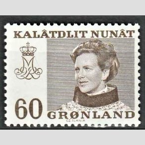 FRIM�RKER GR�NLAND | 1973 - AFA 85 - Dronning Margrethe - 60 �re brun - Postfrisk