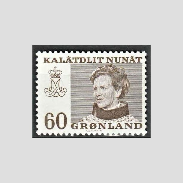 FRIMRKER GRNLAND | 1973 - AFA 85 - Dronning Margrethe - 60 re brun - Postfrisk