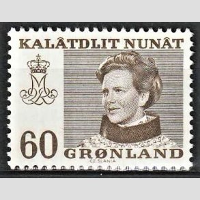 FRIM�RKER GR�NLAND | 1973 - AFA 85F - Dronning Margrethe - 60 �re brun - Postfrisk