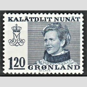 FRIM�RKER GR�NLAND | 1974 - AFA 91 - Dronning Margrethe - 120 �re bl� - Postfrisk