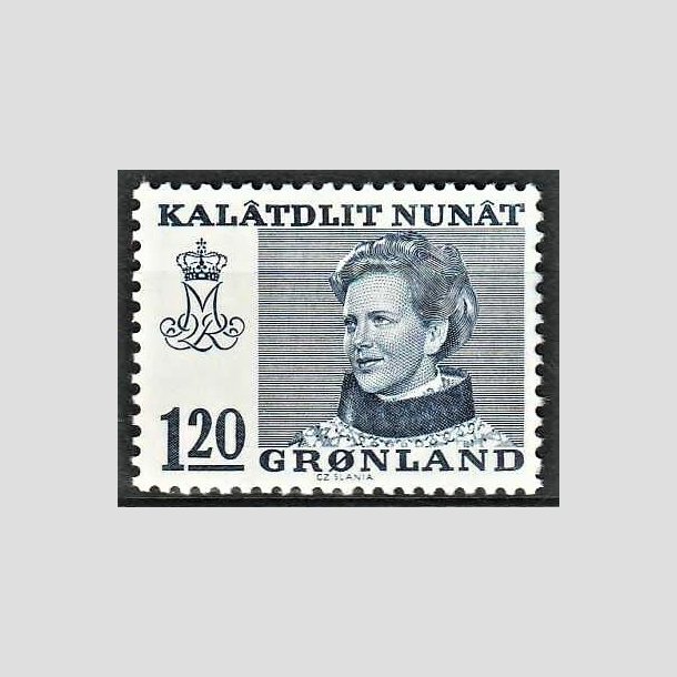 FRIMRKER GRNLAND | 1974 - AFA 91 - Dronning Margrethe - 120 re bl - Postfrisk