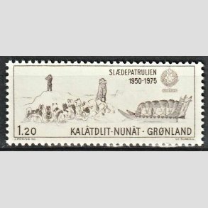 FRIM�RKER GR�NLAND | 1975 - AFA 95 - Sl�depatruljen Sirius 25 �r. - 1,20 kr. brun - Postfrisk