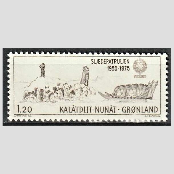 FRIMRKER GRNLAND | 1975 - AFA 95 - Sldepatruljen Sirius 25 r. - 1,20 kr. brun - Postfrisk