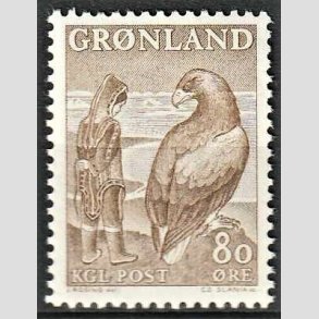 FRIMRKER GRNLAND | 1969 - AFA 73 - Pigen og rnen - 80 re brun - Postfrisk