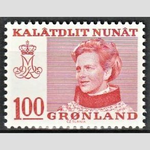 FRIM�RKER GR�NLAND | 1977 - AFA 101 - Dronning Margrethe - 100 �re r�d - Postfrisk