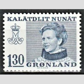 FRIM�RKER GR�NLAND | 1977 - AFA 102 - Dronning Margrethe - 130 �re bl� - Postfrisk
