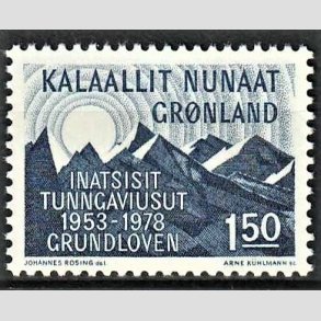 FRIM�RKER GR�NLAND | 1978 - AFA 109 - Grundloven - 1,50 kr. bl� - Postfrisk