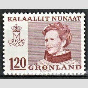 FRIM�RKER GR�NLAND | 1978 - AFA 107 - Dronning Margrethe - 120 �re r�dbrun - Postfrisk