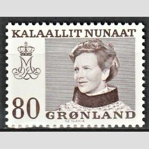 FRIM�RKER GR�NLAND | 1979 - AFA 112 - Dronning Margrethe - 80 �re brun - Postfrisk