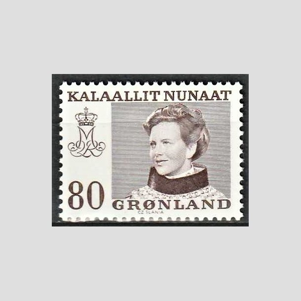 FRIMRKER GRNLAND | 1979 - AFA 112 - Dronning Margrethe - 80 re brun - Postfrisk