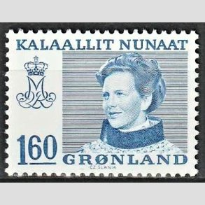FRIM�RKER GR�NLAND | 1979 - AFA 114 - Dronning Margrethe - 160 �re bl� - Postfrisk