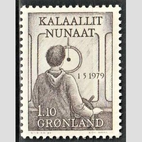 FRIM�RKER GR�NLAND | 1979 - AFA 115 - Hjemmestyre i Gr�nland - 1,10 kr. gr�brun - Postfrisk
