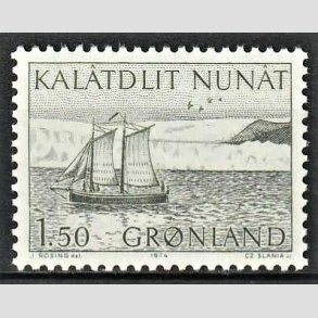 FRIM�RKER GR�NLAND | 1974 - AFA 87 - Postbefordring - 1,50 kr. gr�n (den m�rke) - Postfrisk
