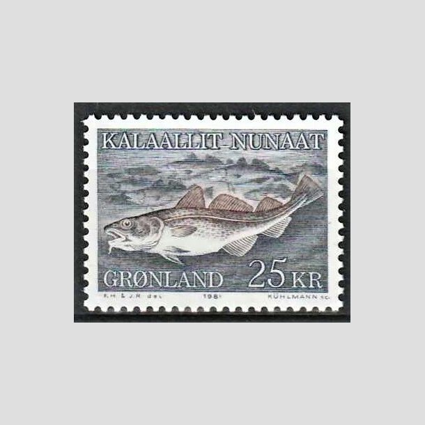 FRIMRKER GRNLAND | 1981 - AFA 129 - Torsk - 25 kr. bl/brun - Postfrisk