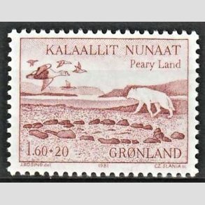 FRIM�RKER GR�NLAND | 1981 - AFA 130 - Peary ekspeditionerne - 1,60 + 20 �re r�d - Postfrisk