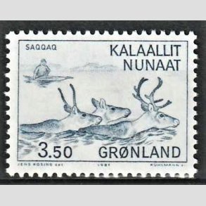FRIM�RKER GR�NLAND | 1981 - AFA 131 - Saqqaq og Tunit-Dorset kulturen - 3,50 kr. bl� - Postfrisk