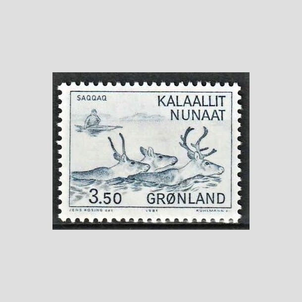 FRIMRKER GRNLAND | 1981 - AFA 131 - Saqqaq og Tunit-Dorset kulturen - 3,50 kr. bl - Postfrisk