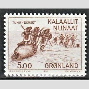 FRIM�RKER GR�NLAND | 1981 - AFA 132 - Saqqaq og Tunit-Dorset kulturen - 5,00 kr. brun - Postfrisk