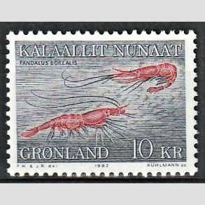 FRIM�RKER GR�NLAND | 1982 - AFA 133 - Rejer - 10,00 kr. bl�/r�d - Postfrisk