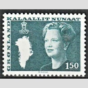 FRIM�RKER GR�NLAND | 1982 - AFA 134 - Dronning Margrethe - 150 �re bl�gr�n - Postfrisk