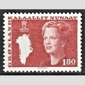 FRIM�RKER GR�NLAND | 1982 - AFA 135 - Dronning Margrethe - 180 �re r�d - Postfrisk