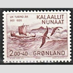 FRIM�RKER GR�NLAND | 1982 - AFA 137 - 1000 �rs serien I. Erik den R�de - 2,00 kr. + 40 �re r�dbrun - Postfrisk