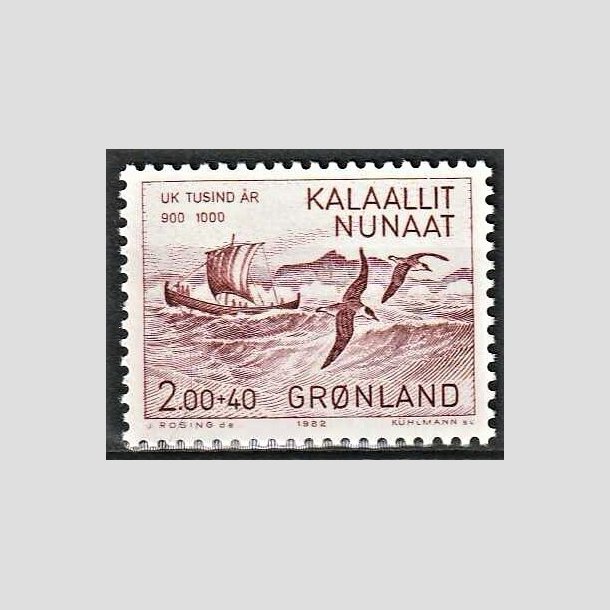 FRIMRKER GRNLAND | 1982 - AFA 137 - 1000 rs serien I. Erik den Rde - 2,00 kr. + 40 re rdbrun - Postfrisk