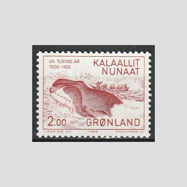 FRIMRKER GRNLAND | 1982 - AFA 138 - 1000 rs serien II. - 2,00 kr. rd - Postfrisk