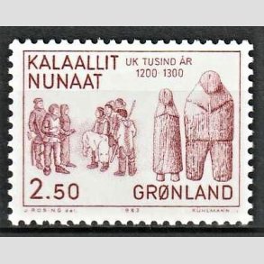 FRIM�RKER GR�NLAND | 1983 - AFA 143 - Tusinde�rsserien III. - 2,50 kr. r�d - Postfrisk