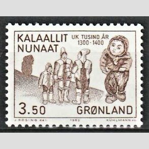 FRIM�RKER GR�NLAND | 1983 - AFA 144 - Tusinde�rsserien III. - 3,50 kr. brun - Postfrisk