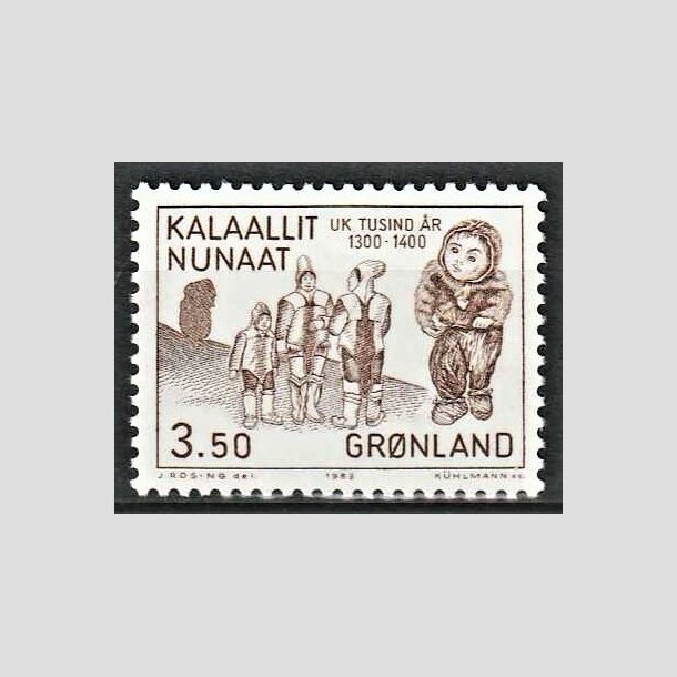 FRIMRKER GRNLAND | 1983 - AFA 144 - Tusindersserien III. - 3,50 kr. brun - Postfrisk