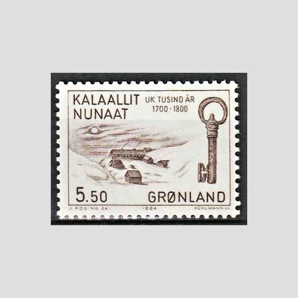 FRIMRKER GRNLAND | 1984 - AFA 150 - 1000 rs serien IV. - 5,50 kr. brun - Postfrisk